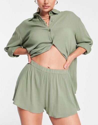 Short de plage d'ensemble effet froissé - Kaki - Asos Design - Modalova