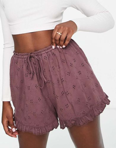 Short en broderie anglaise avec ourlets volantés et ceinture nouée - Asos Design - Modalova