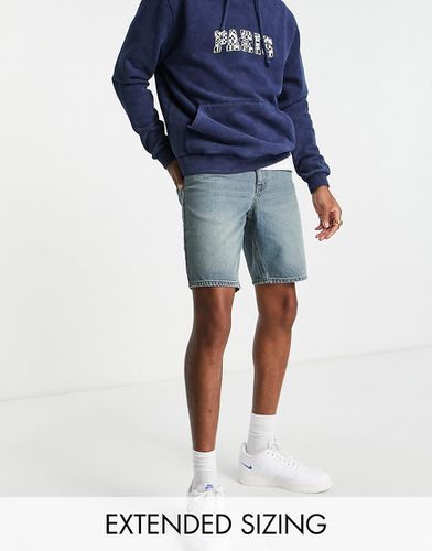 Short en jean rigide classique - moyen teinté délavé - Asos Design - Modalova
