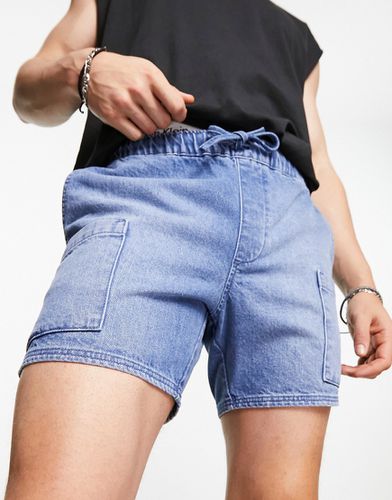 Short en jean slim court à poches cargo - délavé - Asos Design - Modalova