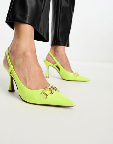 Stockholm - Chaussures effet croco à talon mi-haut et détail mors - fluo - Asos Design - Modalova