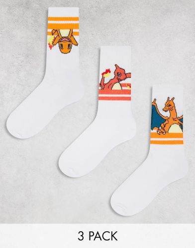 Sunset Pokémon - Lot de 3 paires de chaussettes de sport à rayures - Asos Design - Modalova