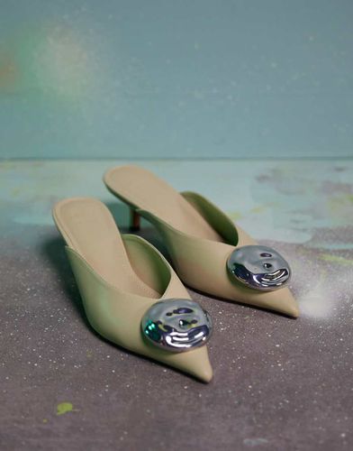 Surprise - Mules à talon mi-haut et détail - Pistache - Asos Design - Modalova