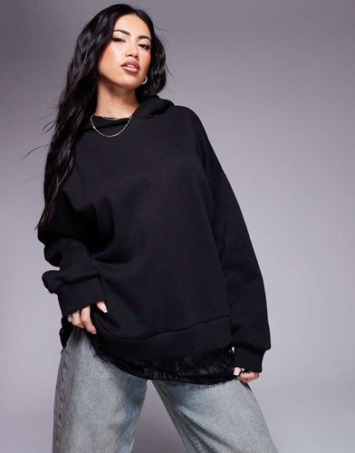 Sweat oversize à capuche avec empiècement en dentelle - Asos Design - Modalova