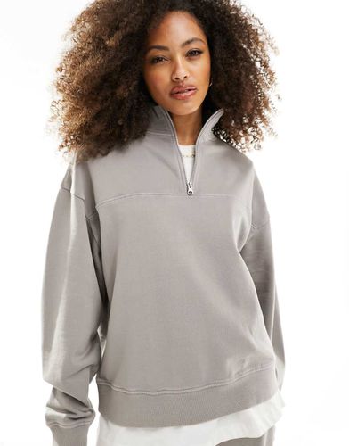 Sweat oversize à col zippé - délavé - Asos Design - Modalova