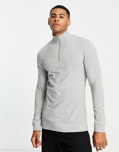 Sweat moulant avec demi-fermeture éclair en tissu - chiné - Asos Design - Modalova