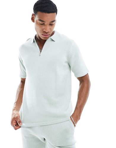 Polo d'ensemble en maille de coton d'épaisseur moyenne à col zippé - Asos Design - Modalova