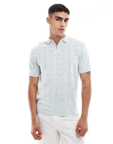 Polo en maille crochetée avec col zippé - Asos Design - Modalova