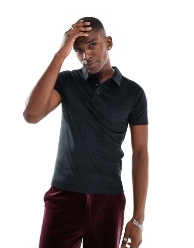 Polo moulant en velours - Asos Design - Modalova