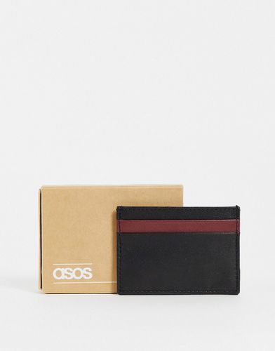 Porte-cartes en cuir avec empiècement bordeaux contrastant - Asos Design - Modalova