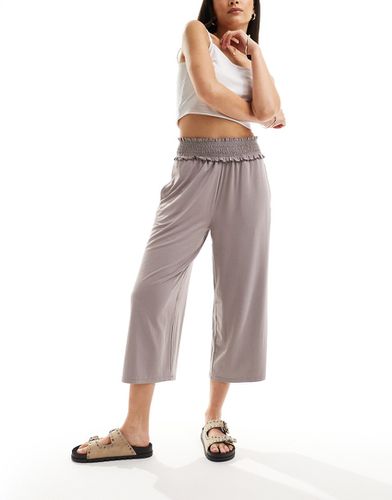 Pantalon court style jupe-culotte à taille froncée - Kaki ardoise - Asos Design - Modalova