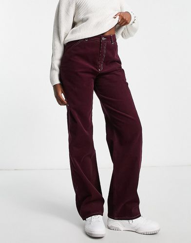 Pantalon cargo minimaliste en velours côtelé - foncé - Asos Design - Modalova