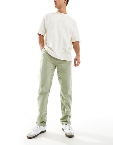 Pantalon chino droit en lin - sauge délavé vintage - Asos Design - Modalova