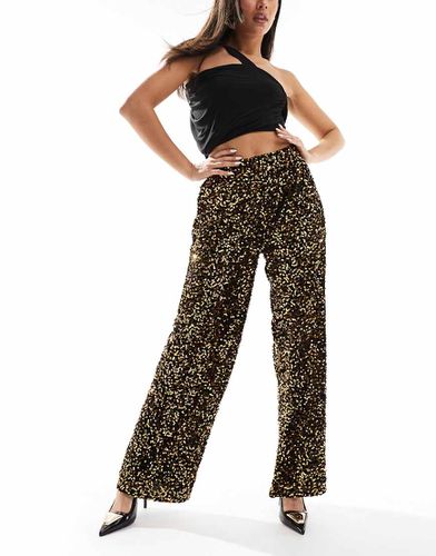 Pantalon à enfiler en velours à sequins - Doré - Asos Design - Modalova