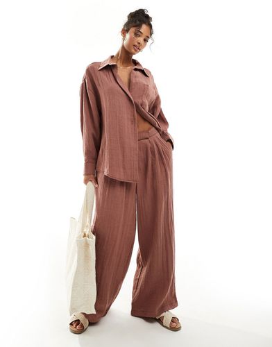 Pantalon ample d'ensemble à pinces en tissu texturé - Rouille - Asos Design - Modalova