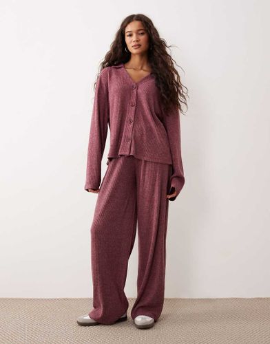 Pantalon ample d'ensemble ultra-doux en maille ctele brosse - Bordeaux - Asos Design - Modalova