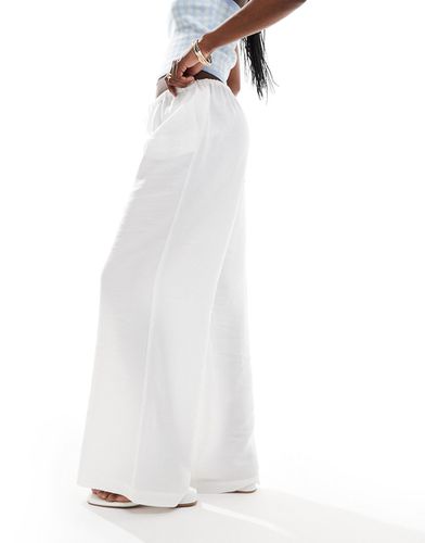 Pantalon ample en sergé avec cordon de serrage - Ivoire - Asos Design - Modalova