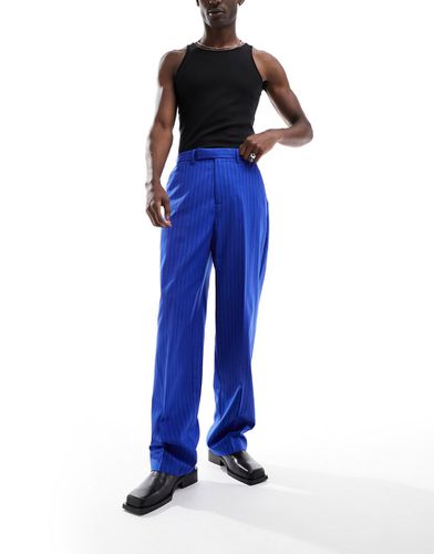 Pantalon ample habillé à fines rayures - de cobalt - Asos Design - Modalova