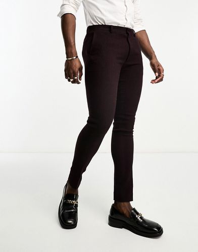 Pantalon de costume ultra ajusté en laine mélangée à chevrons - Bordeaux - Asos Design - Modalova