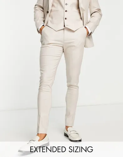 Pantalon de costume ultra ajusté en lin mélangé - Taupe - Asos Design - Modalova