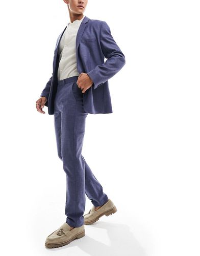 Pantalon de costume ajusté en lin mélangé à chevrons - Asos Design - Modalova