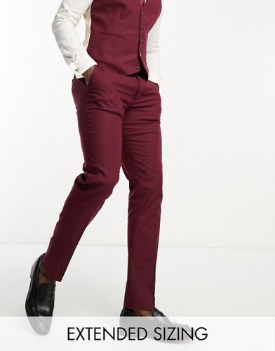 Pantalon de costume ajusté en lin mélangé - Bordeaux - Asos Design - Modalova