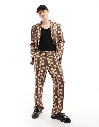Pantalon de costume ample à imprimé pixelisé - Asos Design - Modalova