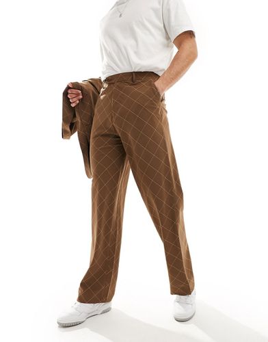Pantalon de costume ample coupé en biais à carreaux - Marron - Asos Design - Modalova
