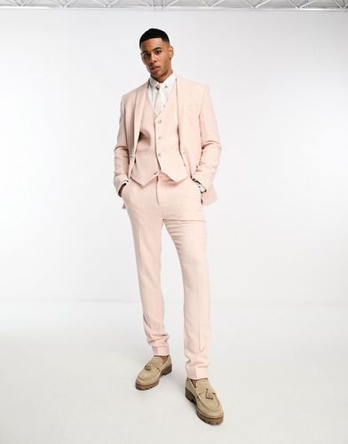 Pantalon de costume coupe skinny en laine mélangée à chevrons - pastel - Asos Design - Modalova