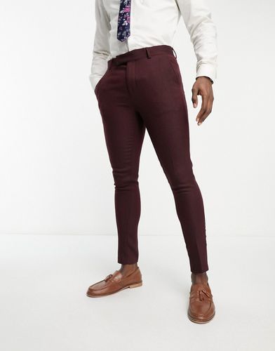 Pantalon de costume super skinny en laine mélangée à chevrons - Bordeaux - Asos Design - Modalova