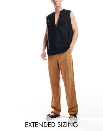 Pantalon de plage décontracté en broderie anglaise à taille élastique - Fauve - Asos Design - Modalova
