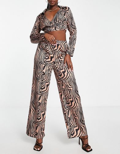 Pantalon d'ensemble à enfiler en satin à zébrures - Asos Design - Modalova