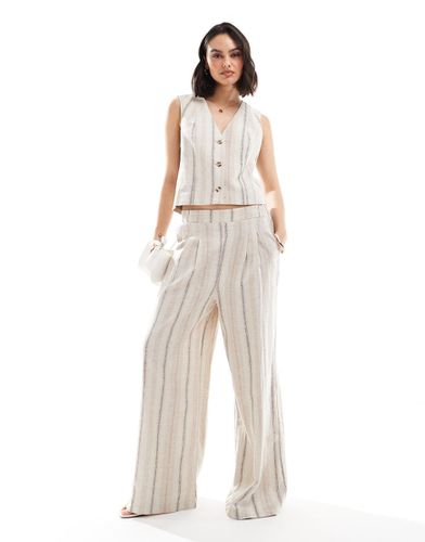 Pantalon d'ensemble ample en lin avec rayures style transat - Asos Design - Modalova