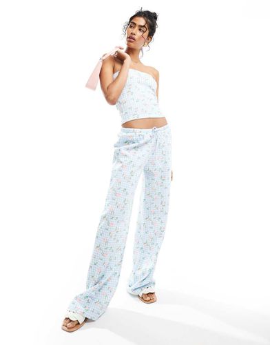 Pantalon d'ensemble ample - Imprimé vichy à fleurs - Asos Design - Modalova