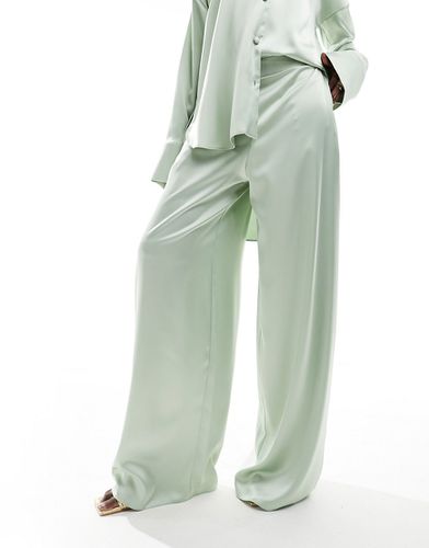 Pantalon d'ensemble de pyjama large en satin - sauge - Asos Design - Modalova