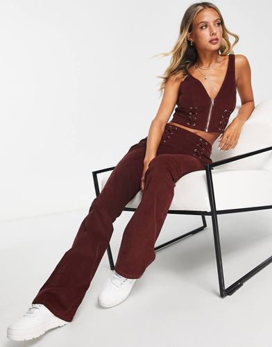 Pantalon d'ensemble évasé en velours côtelé à laçage - Rouille - Asos Design - Modalova