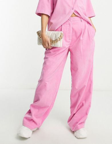 Pantalon d'ensemble large en velours côtelé effet drapé - Rose - Asos Design - Modalova
