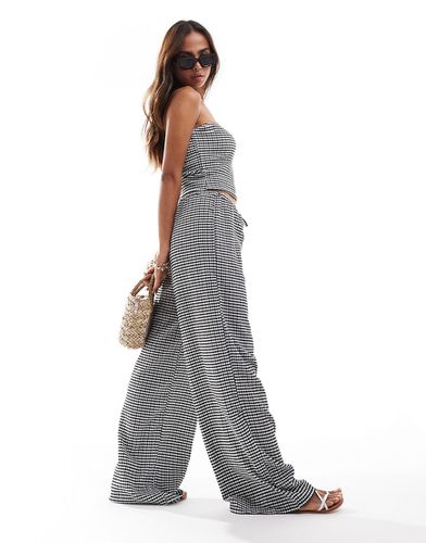 Pantalon d'ensemble texturé ample - Vichy noir et blanc - Asos Design - Modalova