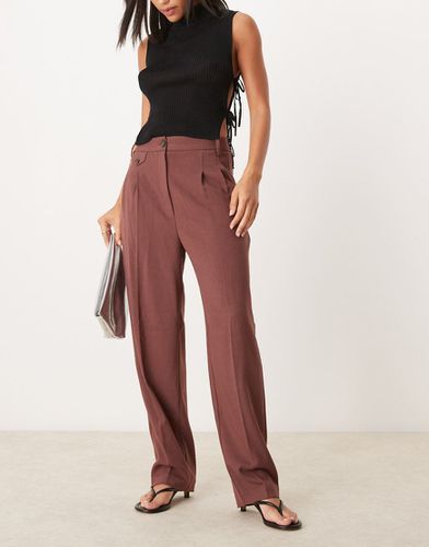 Pantalon droit ajusté avec languette - Bordeaux - Asos Design - Modalova