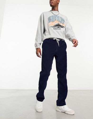 Pantalon droit en velours côtelé - marine - Asos Design - Modalova