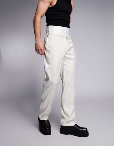 Pantalon droit habillé avec ceinture cummerbund - Crème - Asos Design - Modalova