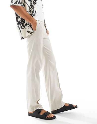 Pantalon droit habillé en lin mélangé - Taupe - Asos Design - Modalova