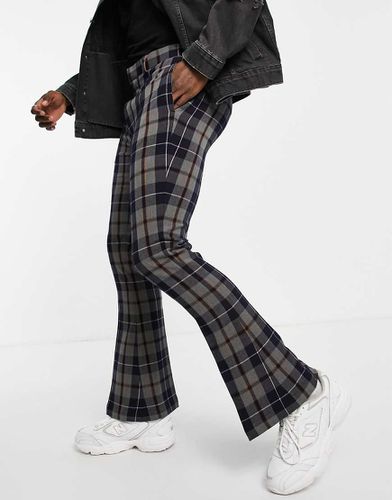 Pantalon élégant ultra évasé - Carreaux bleu - Asos Design - Modalova