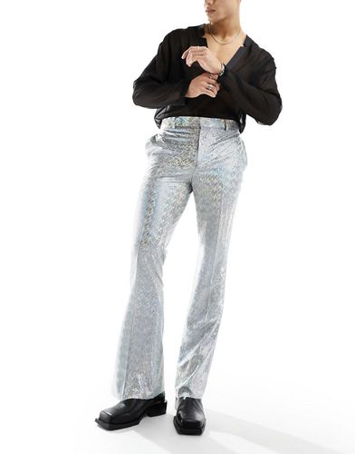 Pantalon évasé coupe élégante en tissu plissé - Argent métallisé - Asos Design - Modalova
