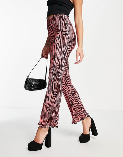 Pantalon évasé à plis avec imprimé animal abstrait - Rose et noir - Asos Design - Modalova