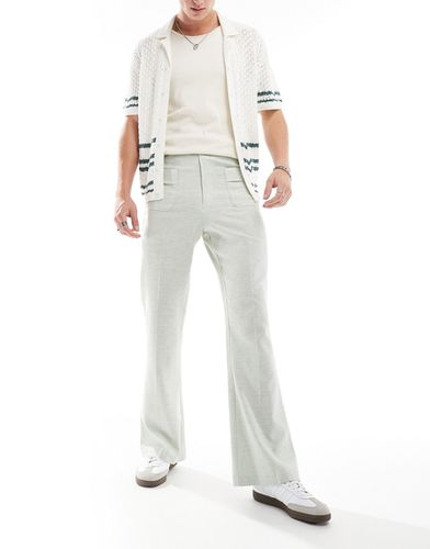 Pantalon évasé élégant à taille haute à chevrons - sauge - Asos Design - Modalova