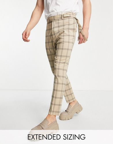Pantalon fuselé à carreaux avec ceinture sur le côté - Taupe - Asos Design - Modalova