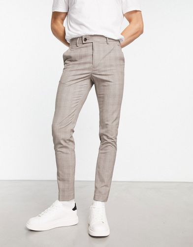 Pantalon habillé ultra ajusté à carreaux Prince de Galles - Taupe - Asos Design - Modalova