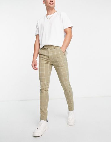 Pantalon habillé ultra ajusté à grands carreaux - Taupe - Asos Design - Modalova
