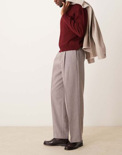 Pantalon habillé ample en laine mélangée - clair - Asos Design - Modalova